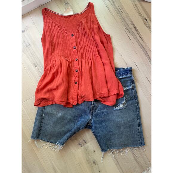 Mauve Womens Tank Top Orange Size 4 Boho Summer Bright Flowy Boho Vibes - Picture 8 of 8